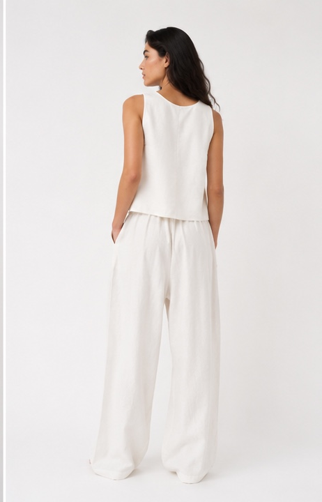 Linen Vest - OFF WHITE