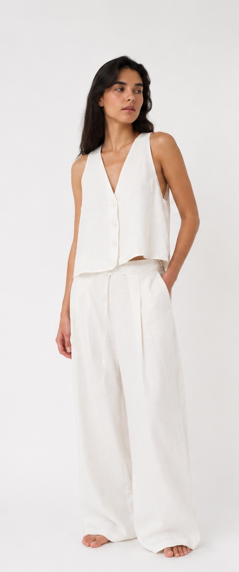 Linen Vest - OFF WHITE